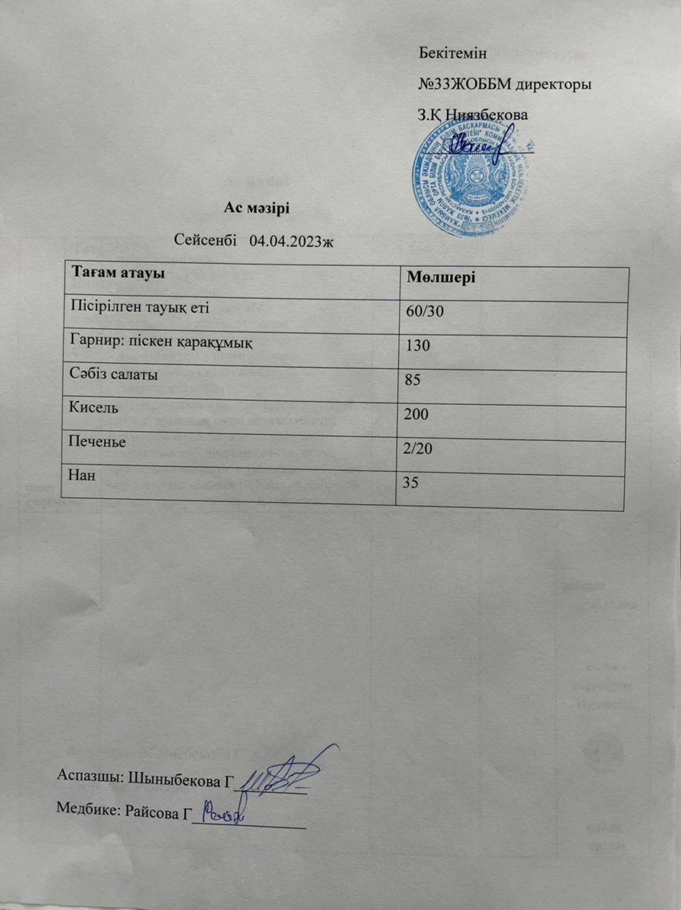 Ас мәзірі