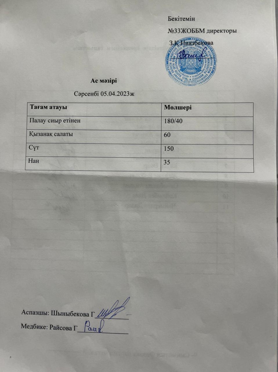 Ас мәзірі