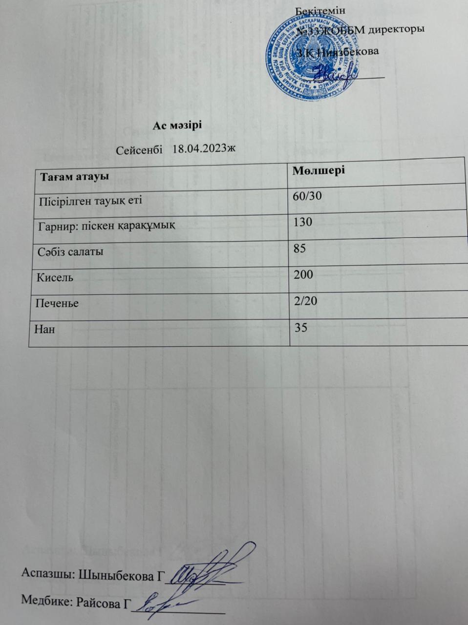 Ас мәзірі