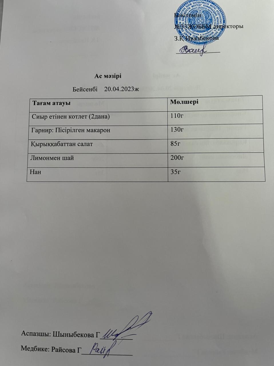 Ас мәзірі