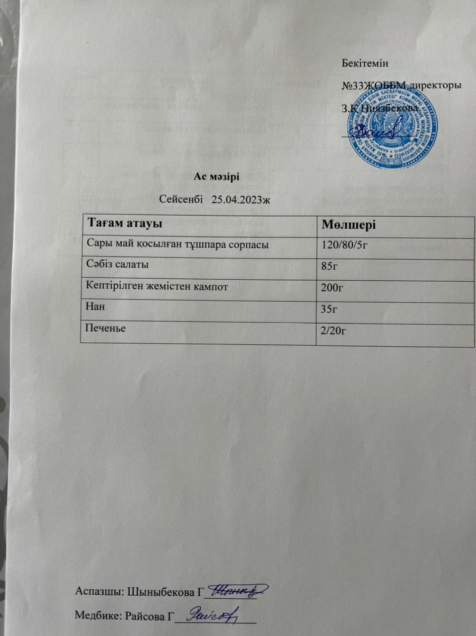 Ас мәзірі