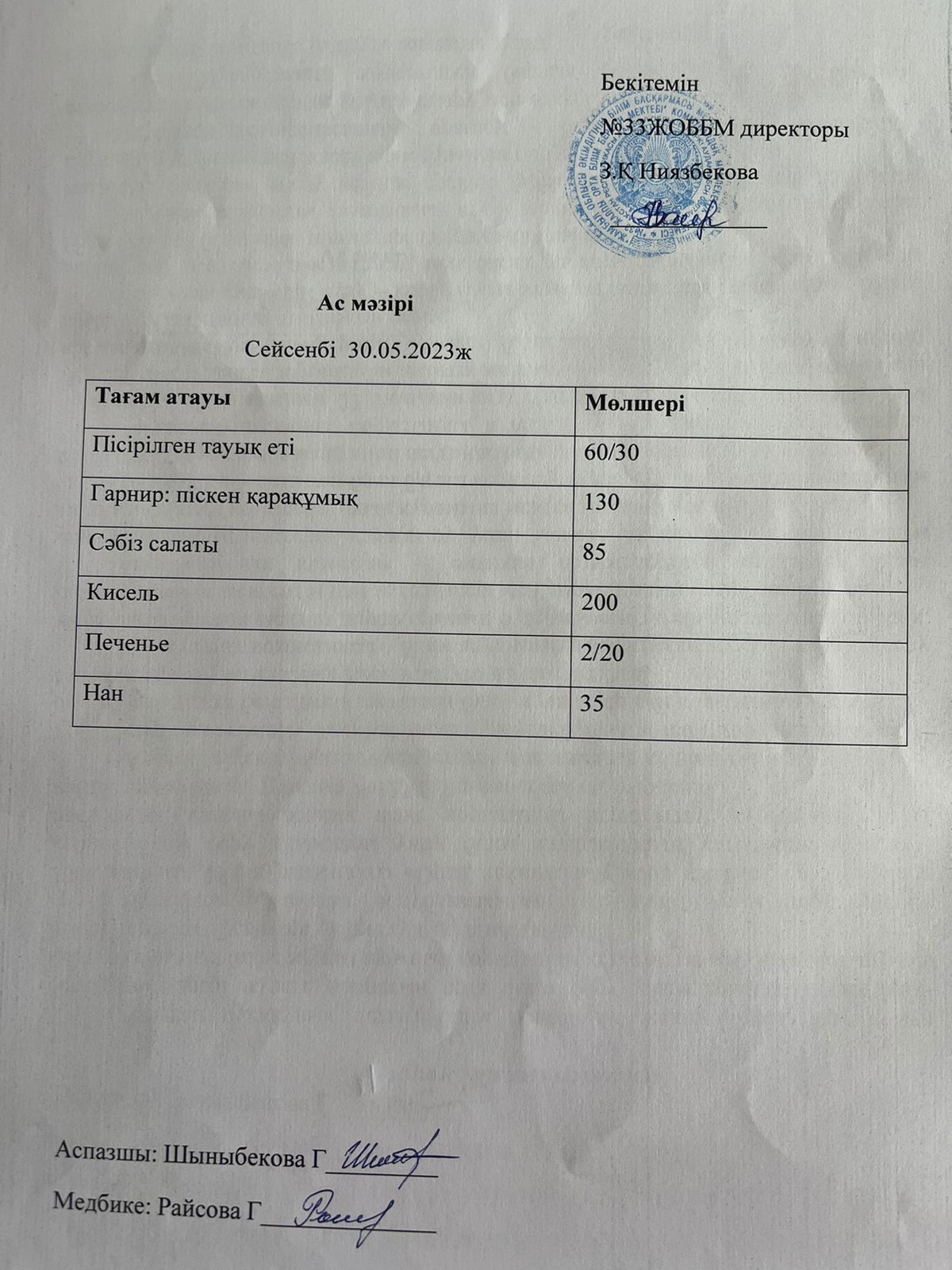 Ас мәзірі