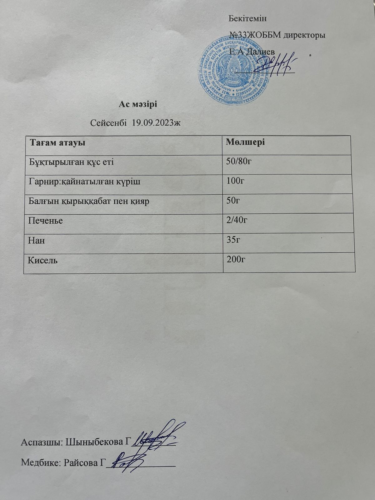 Ас мәзірі