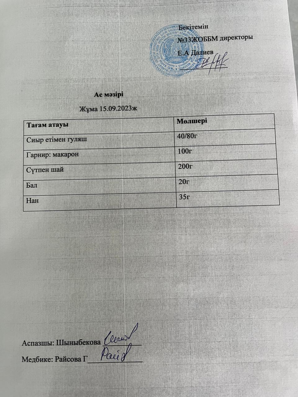 Ас мәзірі