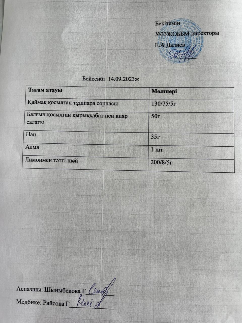 Ас мәзірі