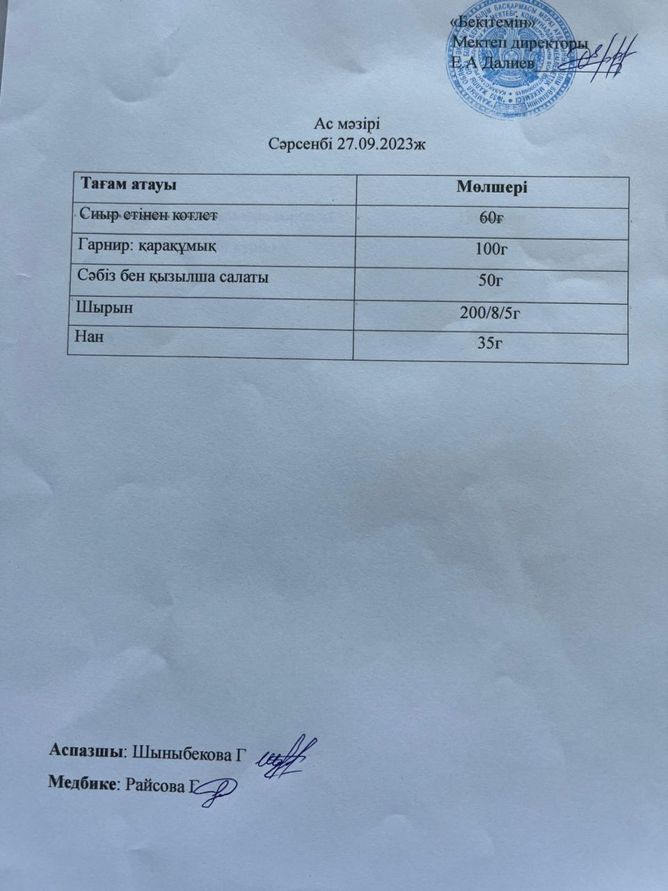 Ас мәзірі