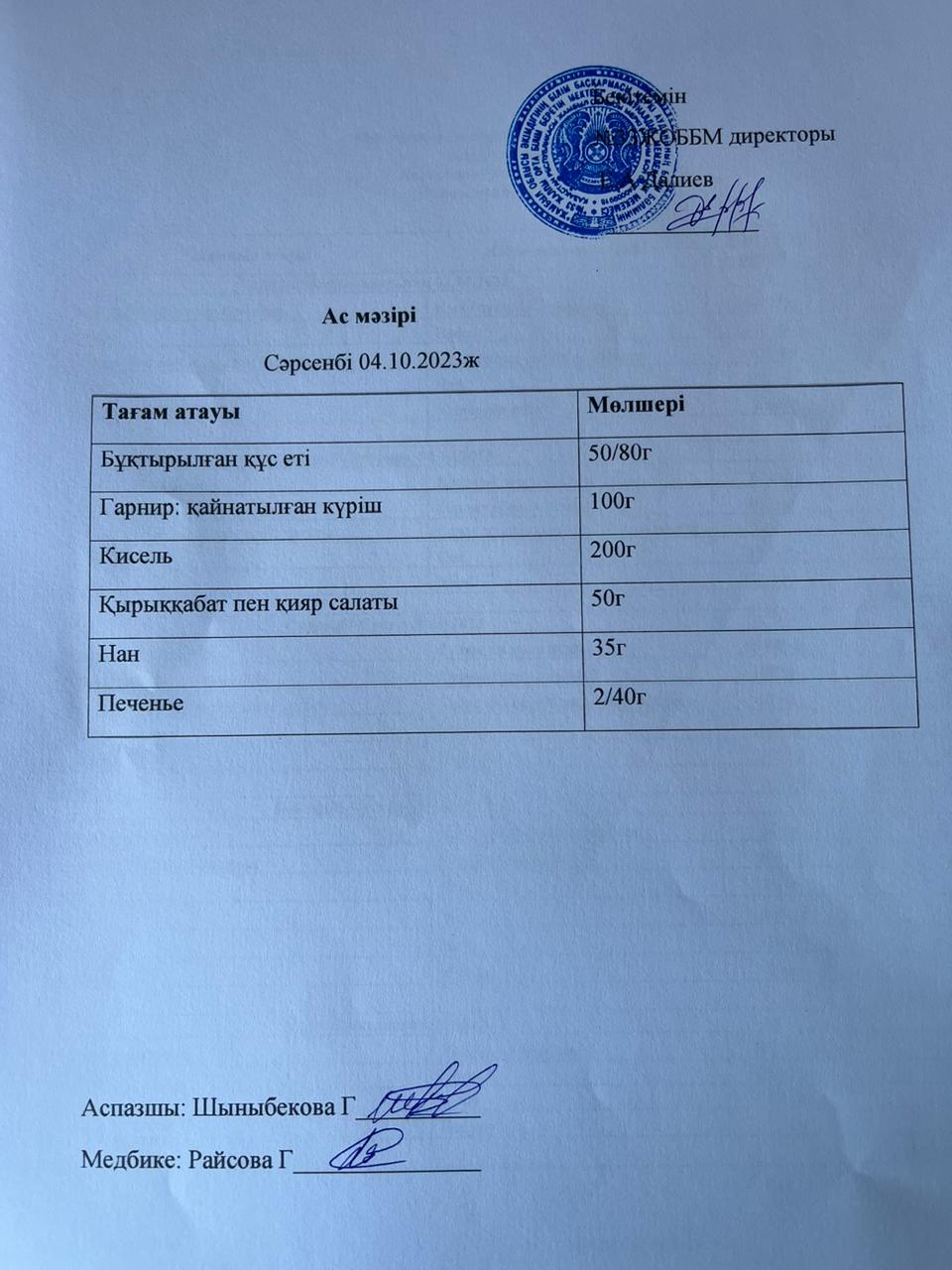 Ас мәзірі