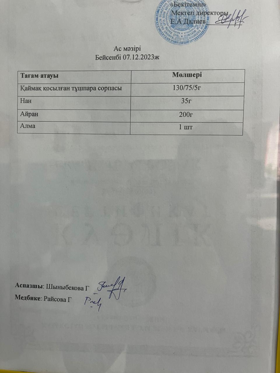 Ас мәзірі