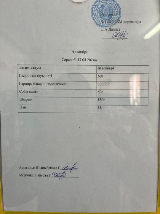 Ас мәзірі